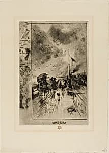 A Jetty in England by Félix Hilaire Buhot