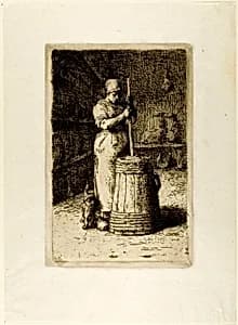 A Woman Churning by Jean François Millet