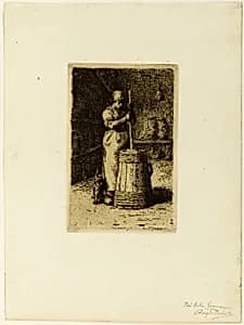 A Woman Churning by Jean François Millet