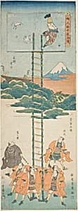 Acrobats on a Ladder by Utagawa Toyokuni I