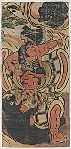 Banner Depicting Kintaro Battling Bears by Unknown