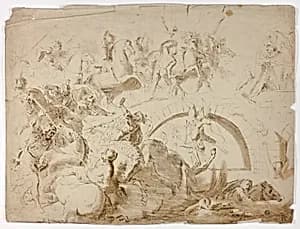 Battle of Ponte Molle by Style of Leonard Bramer