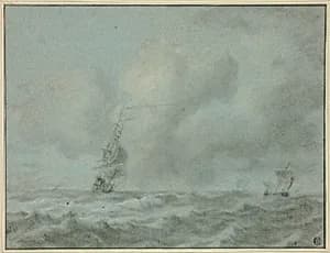 Boats on Ocean by Jan van Goyen