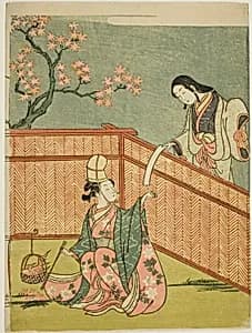 Burning Autumn Maple Leaves by Suzuki Harunobu