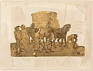 Carriage Horses and Hostlers by Thomas Rowlandson