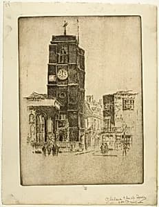 Chelsea Church Tower by Joseph Pennell