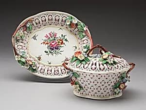 Chestnut Basket and Stand by Worcester Porcelain Factory