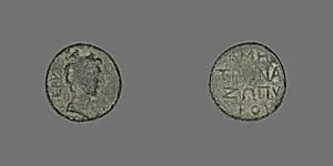 Coin Depicting Emperor Augustus by Ancient Roman