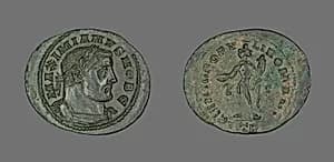 Coin Portraying Emperor Galerius by Ancient Roman