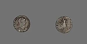 Coin Portraying Emperor Gratian by Ancient Roman