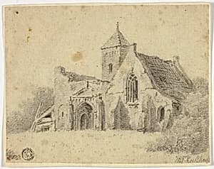 Country Church in Ruins by Hendrik Pieter Koekkoek
