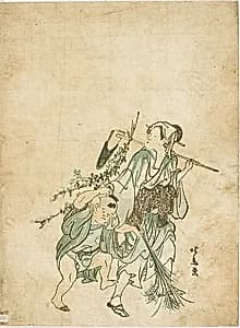 Country Woman and Child by Teisai Hokuba