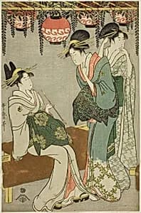 Courtesans beneath Wisteria Arbor by Kitagawa Utamaro