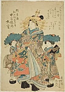 Courtesans with Kamuro by Utagawa Kunisada I (Toyokuni III)