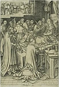 Death of the Virgin by Israhel van Meckenem, the younger