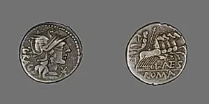 Denarius (Coin) Depicting the Goddess Roma by Ancient Roman