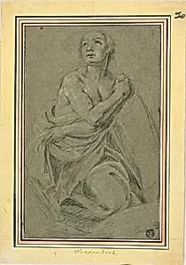 Draped Kneeling Female Nude by Unknown artist
