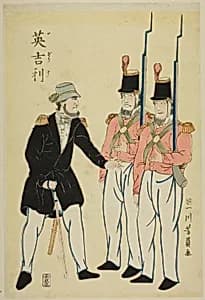 English officer and soldiers by Utagawa Yoshikazu
