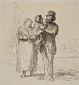Family Scene by Honoré-Victorin Daumier