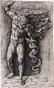 Faun Attacking a Snake