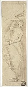 Female Figure Pulling Aside Curtain by William Etty