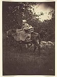 Female Peasant Riding Donkey by Giraudon's Artist