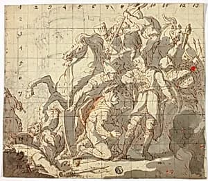 Fighting Knights Before Castle