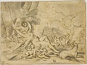 Figures, Chariot and Dog by Nicolas Poussin