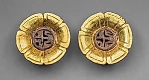 Flower-Shaped Ear Ornaments by Aztec (Mexica)