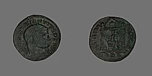 Follis (Coin) Portraying Emperor Maxentius by Ancient Roman