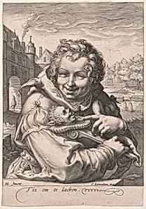 Fool Holding a Staff (Tis om te lachen) by Jan Saenredam