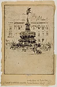 Gilbert's Monument, Piccadilly Circus by Joseph Pennell