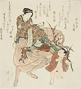 Girl Riding an Ox by Keisai Eisen