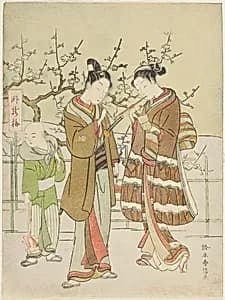 Giving a Light by the Garyubai Plum Tree by Suzuki Harunobu