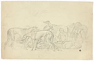 Greyhounds and Their Keeper by Sawrey Gilpin
