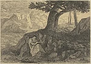 Hermit in Landscape by Odilon Redon