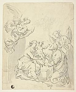Holy Family with Angels by Unknown artist