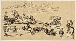Horsemen and Fishermen by Rodolphe Bresdin
