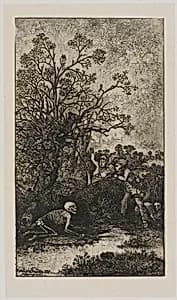 Hunters Surprised by Death by Rodolphe Bresdin
