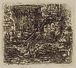 Interior of a Farmhouse by Rodolphe Bresdin