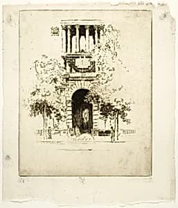King's College, Embankment Gate by Joseph Pennell