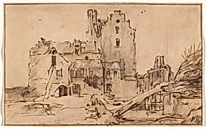 Kostverloren Castle in Decay by Rembrandt van Rijn