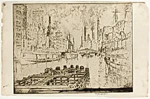 Lake Steamers, Chicago by Joseph Pennell