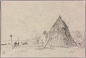 Landscape with Haystacks by Constant Troyon