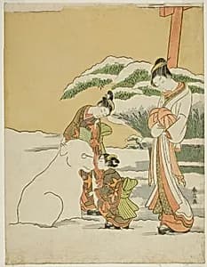 Making a Snow Dog by Suzuki Harunobu