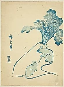 Mice and radish by Utagawa Hiroshige