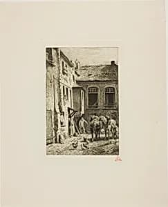 Parisian Courtyard by Charles Émile Jacque