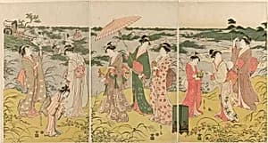 Parody of courtly insect hunt by Chôbunsai Eishi