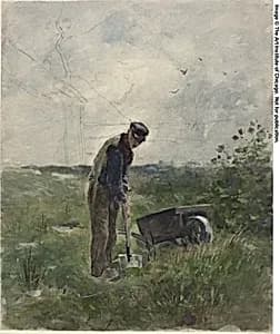 Peasant Plowing by Anton Mauve