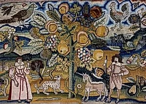 Picture Depicting Adam and Eve (Needlework) by Unknown